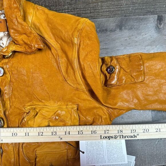Santacroce Women’s Large Firenze Thick Genuine Italian Leather Jacket Orange NWT - Picture 8 of 9